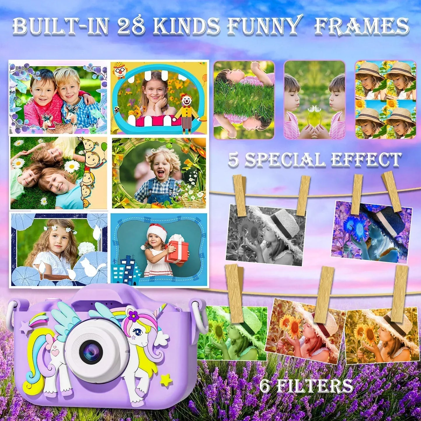 Axis-Dynamics | Kids Mini Camera Unicorn 1080P Hd 2-Inch Screen