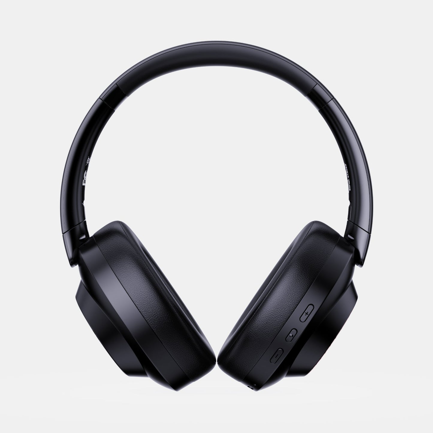 Black headphones on a light gray background