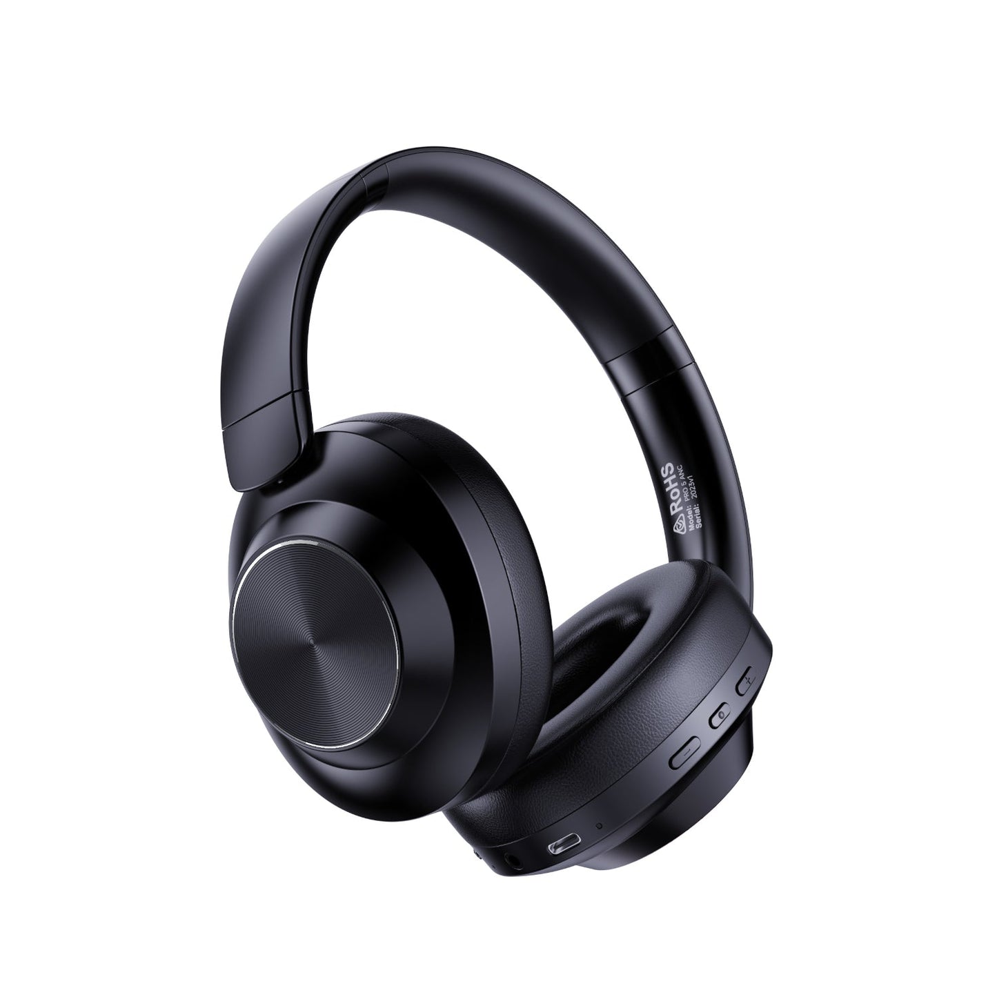 Black over-ear headphones on a white background