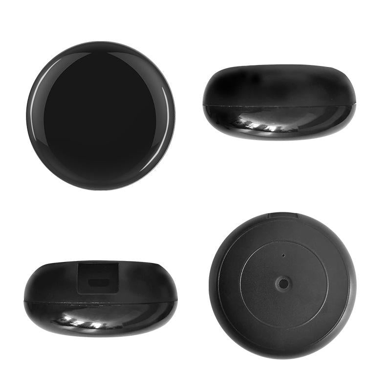 Set of black plastic components on a white background