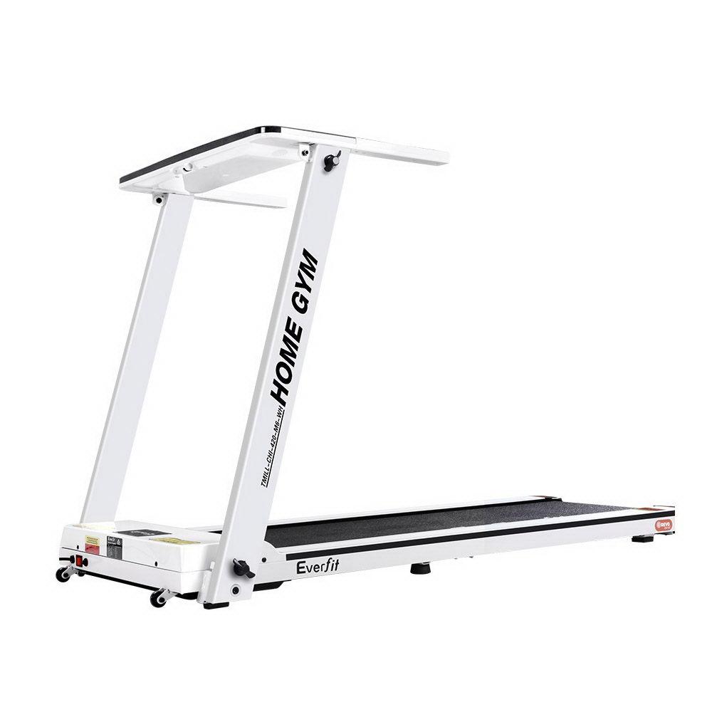 Everfit treadmill with white frame and black platform on a white background