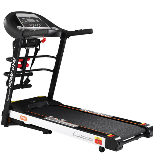 Treadmill with digital display on a white background