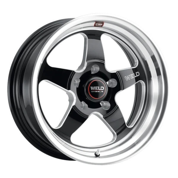 Weld wheel rim with black and silver design on a white background.  Best automotive parts and accessory online shop. Axis-Dynamics.