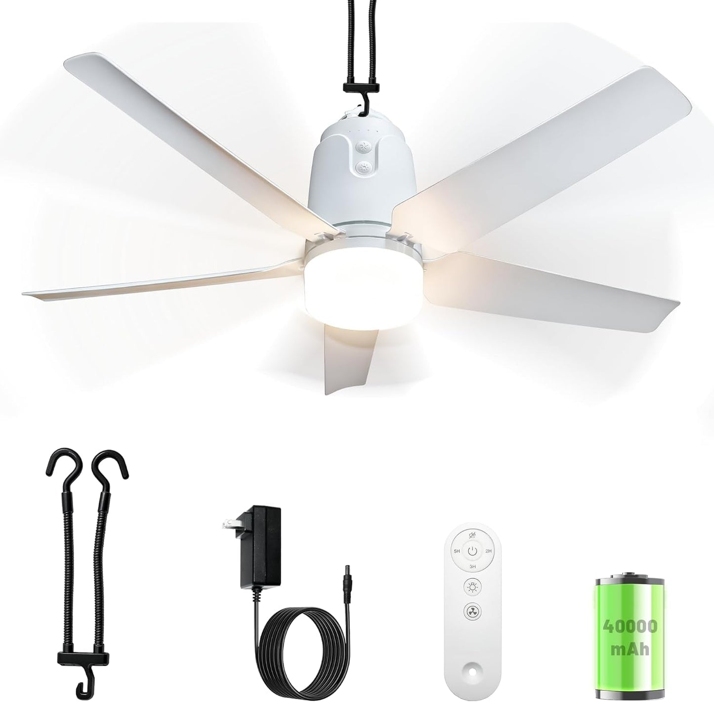 Rechargeable Outdoor Gazebo Ceiling Fan Light 31.5in
