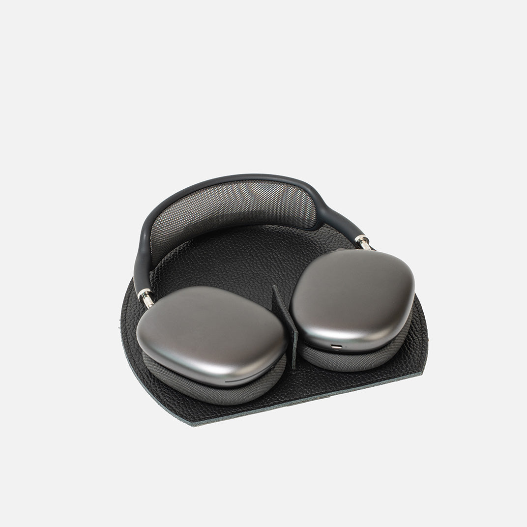 Pair of gray headphones on a white background