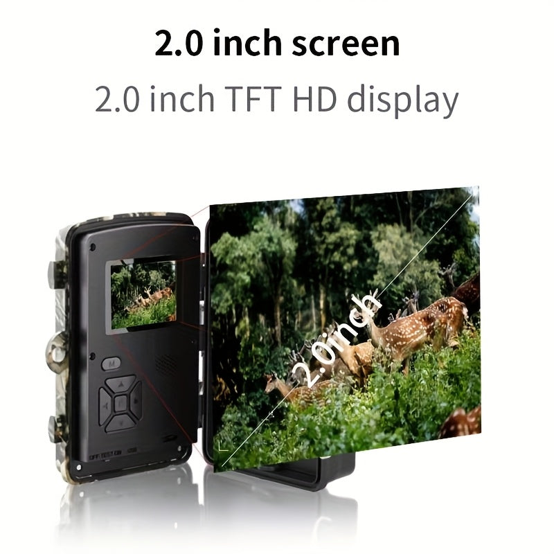 Camera with 2.0 inch screen displaying a deer in a forest