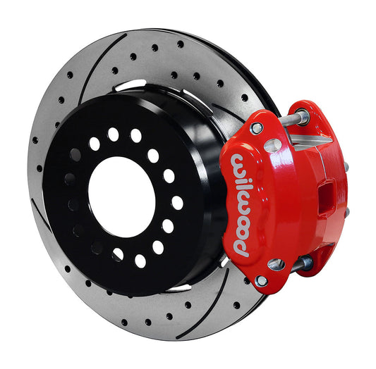 Brake disc with red caliper on a white background.  Best automotive parts and accessory online shop. Axis-Dynamics.