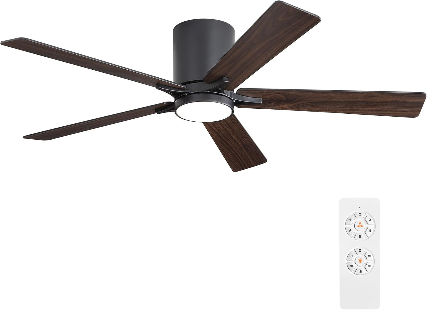 48 Inches Matte Black DC Motor Low Profile Ceiling Fan Lights