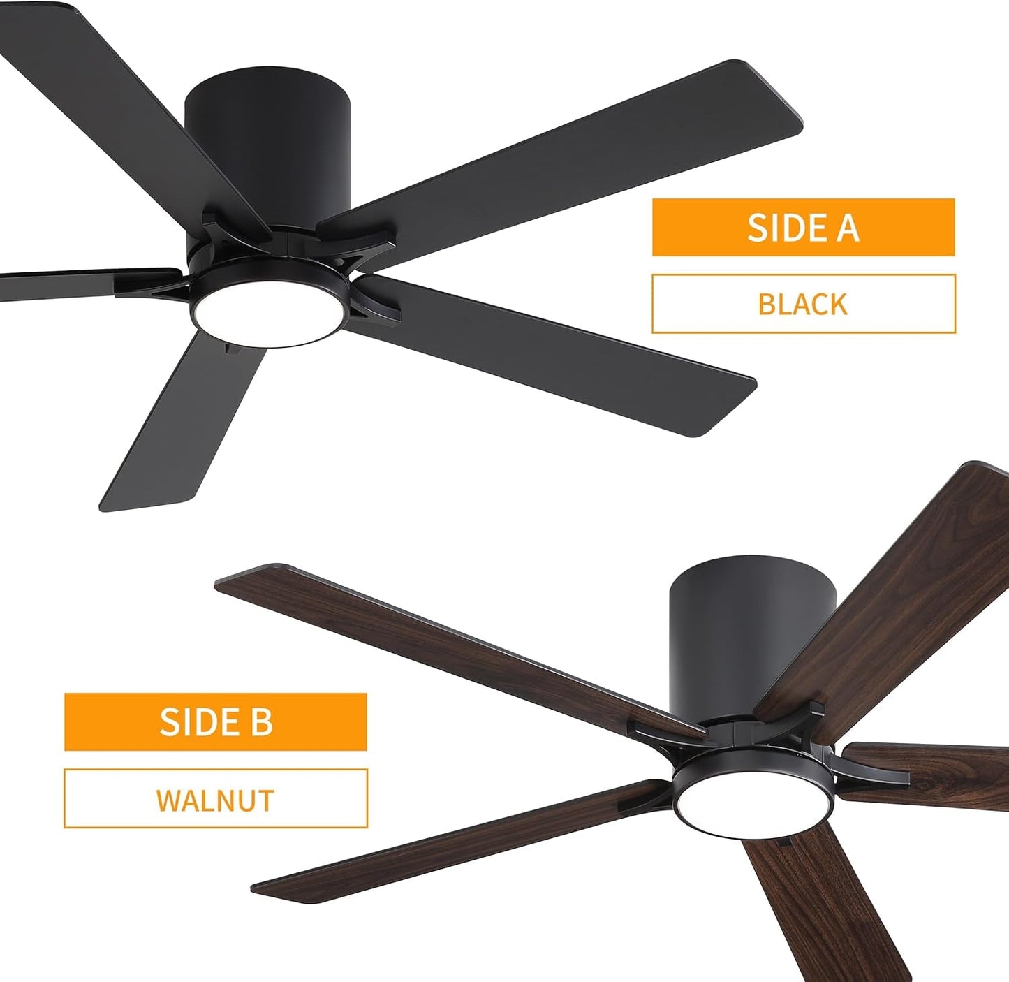 48 Inches Matte Black DC Motor Low Profile Ceiling Fan Lights