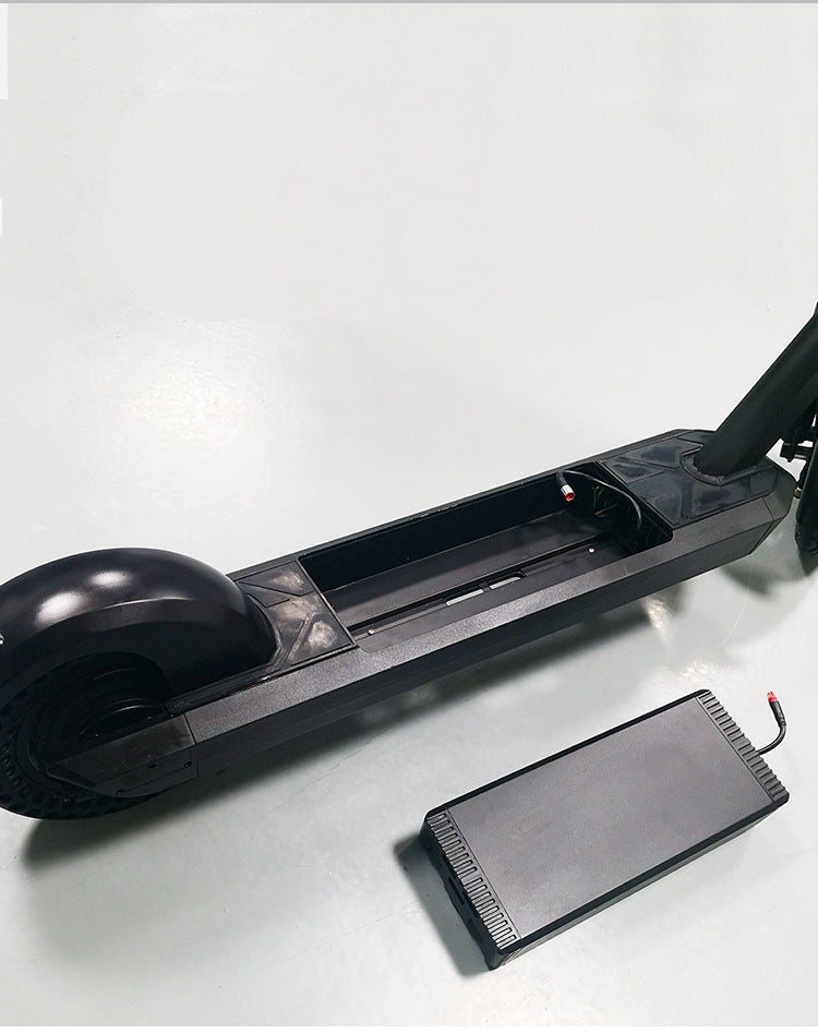 Black electric scooter on a white background