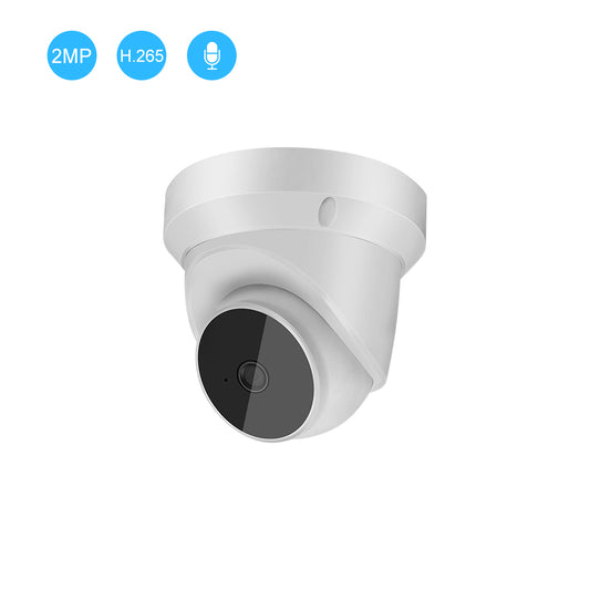 White security camera with technical specifications on a white background/ best budget mirrorless camera for beginners