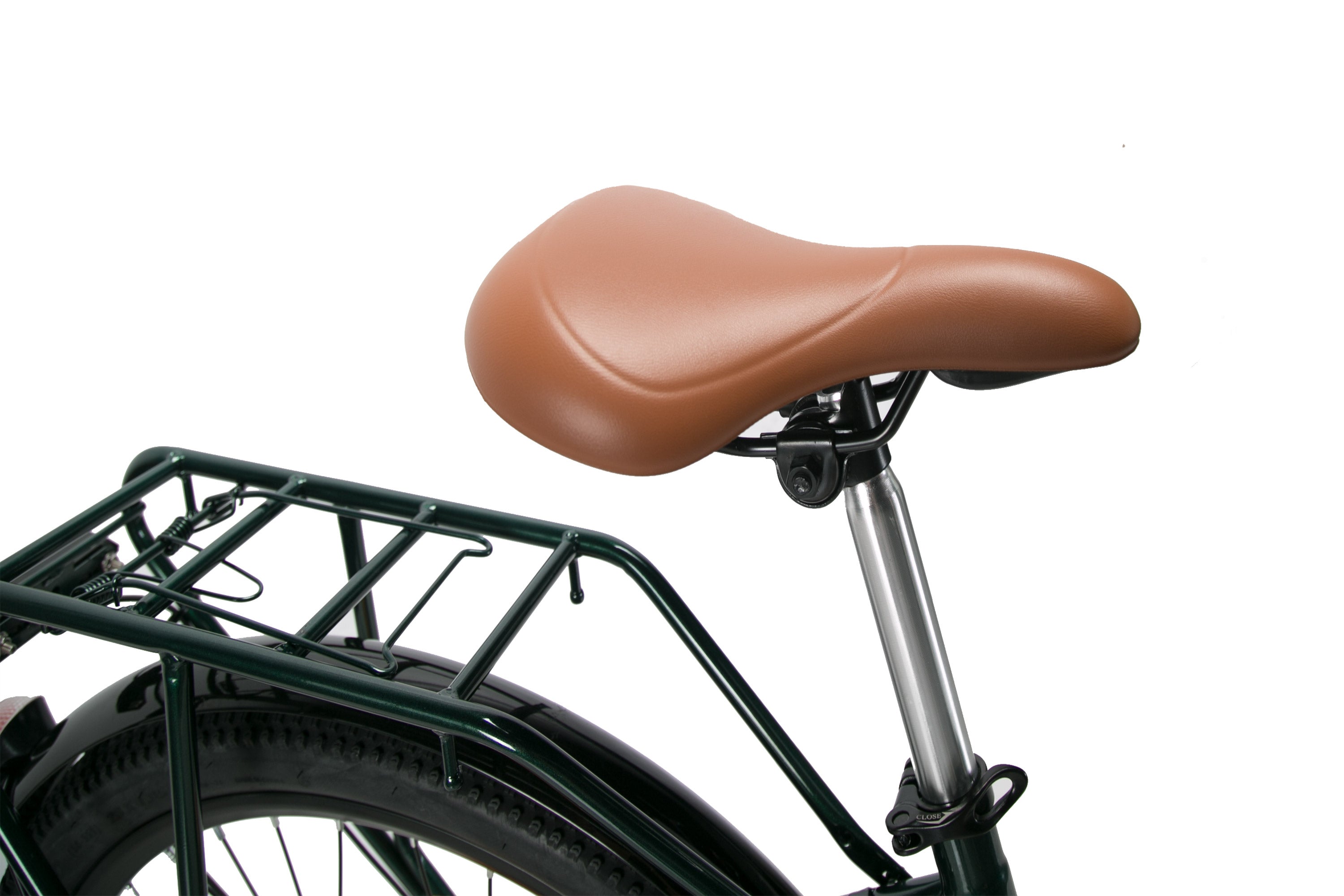 Brown bicycle seat on a white background
