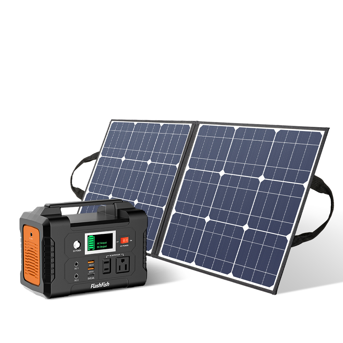 Portable power station with solar panels on a white background. portable power station for sale