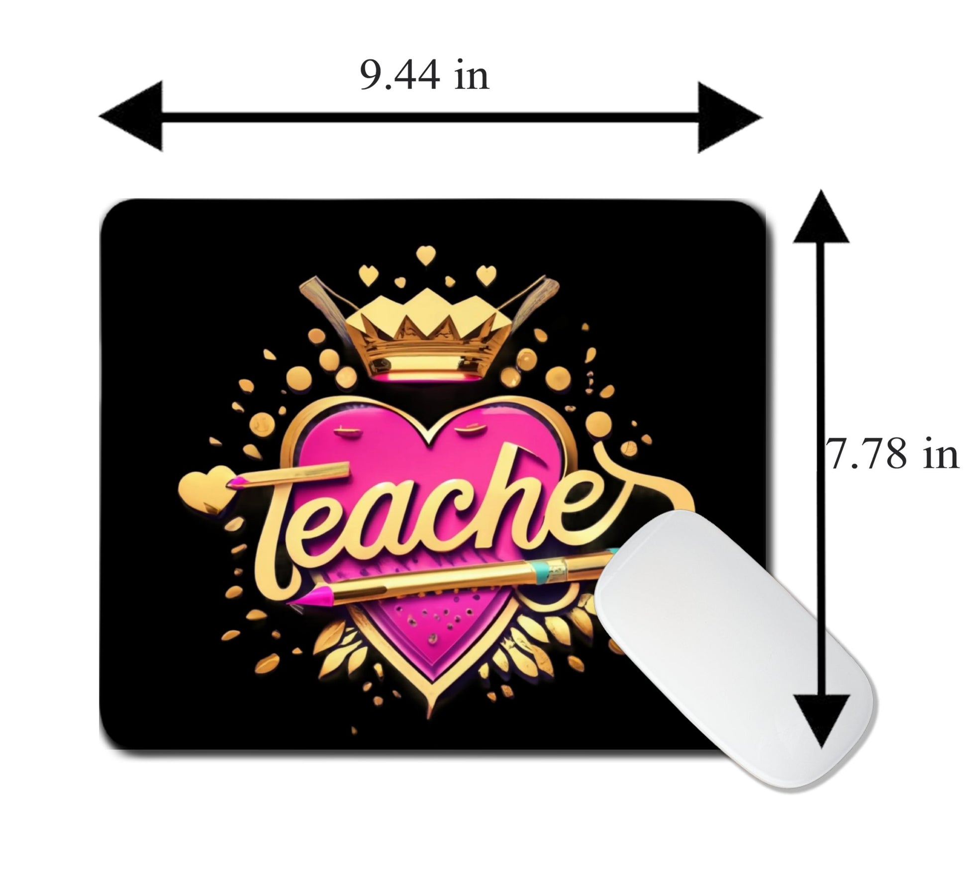 Mouse pad with 'Teacher' design and measurements on a white background. magnetic switch rapid trigger gaming keyboard. Axis-Dynamics