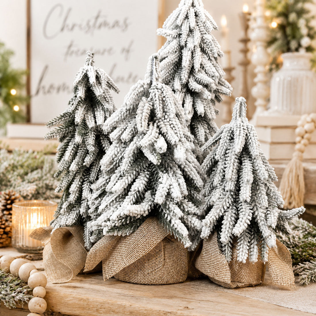 Snow Trees | Flocked Christmas Tree Decor Sets