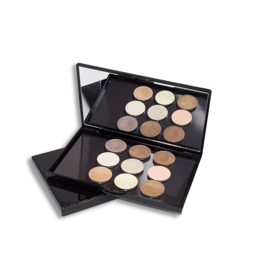 Makeup palette with various shades of eyeshadows on a white background. Best online retail store. Axis-Dynamics