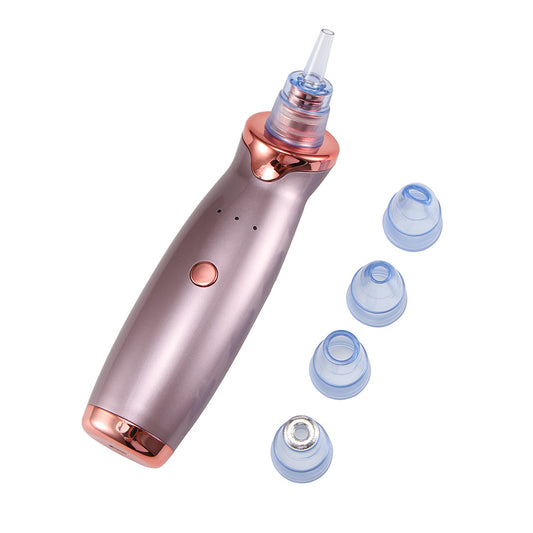 Rose gold nasal aspirator with four blue replacement nozzles on a white background. Best online retail store. Axis-Dynamics