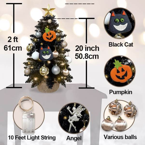 Axis-Dynamics | 2FT Halloween Decoration Tabletop Christmas Tree with Lights