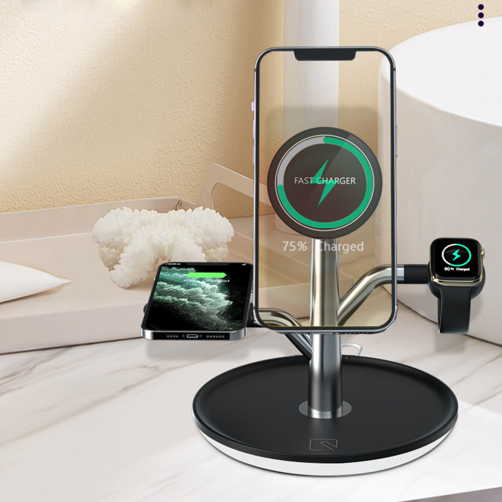 100W USB-C multi-port charging station with LED power display Universal Wireless Charging Stand for Iphone Apple Watch Airpods | Axis-Dynamics