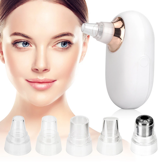 Woman using a white electronic device on her ear with attachments displayed below. Best online retail store. Axis-Dynamics