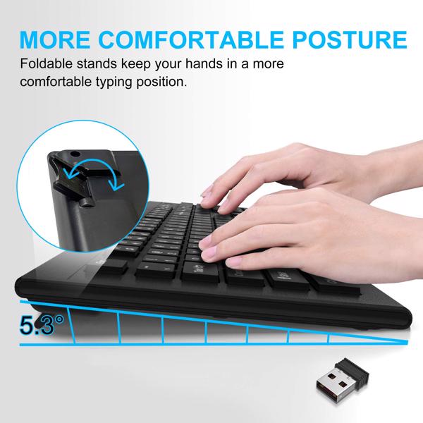 Foldable keyboard with hands typing and USB device on a white background