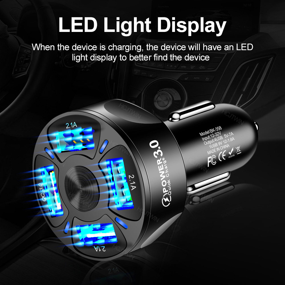 4 USB Car Charger Fast 7A QC3.0 Quick Car Chargr Adapter | Axis-Dynamics