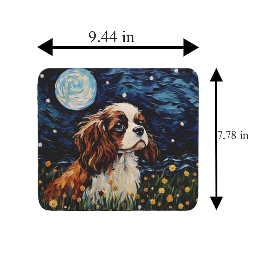 Axis-Dynamics | Starry Night Dog Cavalier King Non-Slip Computer Mousepad