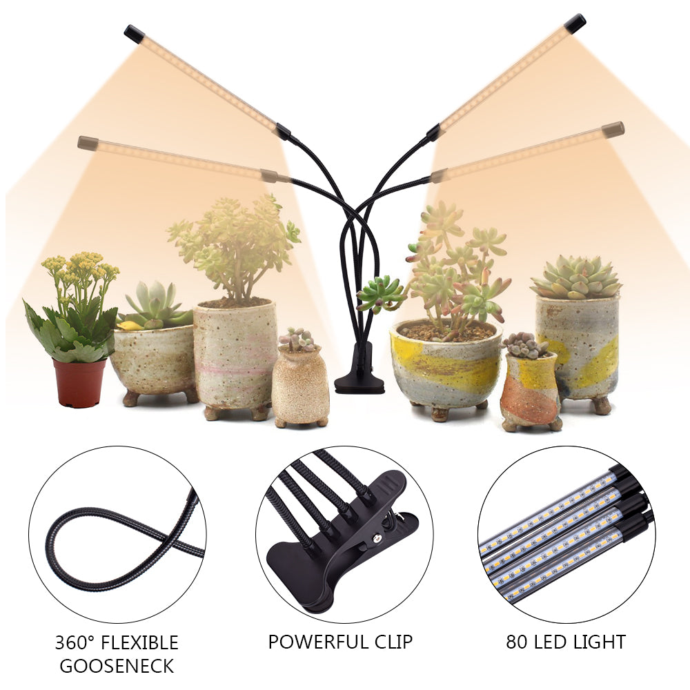 Warm White 3000K 80LED 5V Four-tube Flat Clip Plant Light