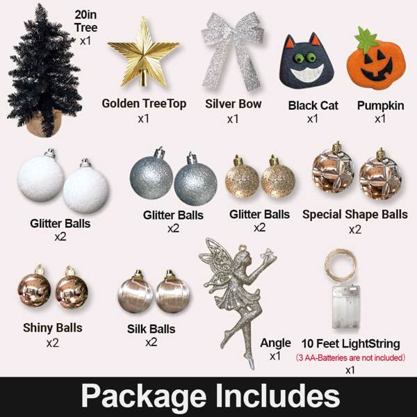 Axis-Dynamics | 2FT Halloween Decoration Tabletop Christmas Tree with Lights