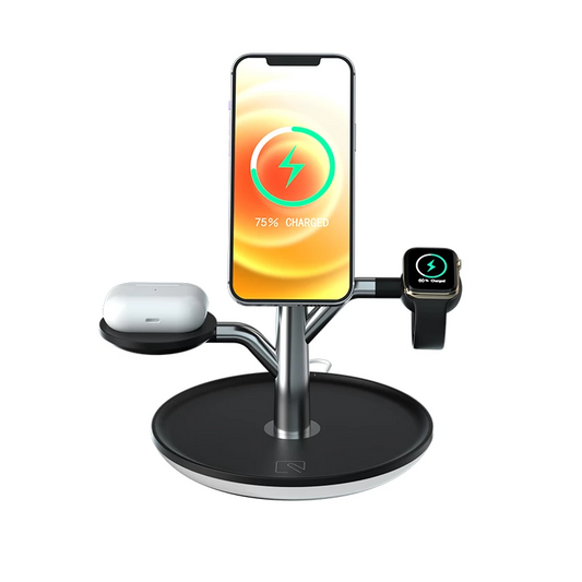 100W USB-C multi-port charging station with LED power display Universal Wireless Charging Stand for Iphone Apple Watch Airpods | Axis-Dynamics