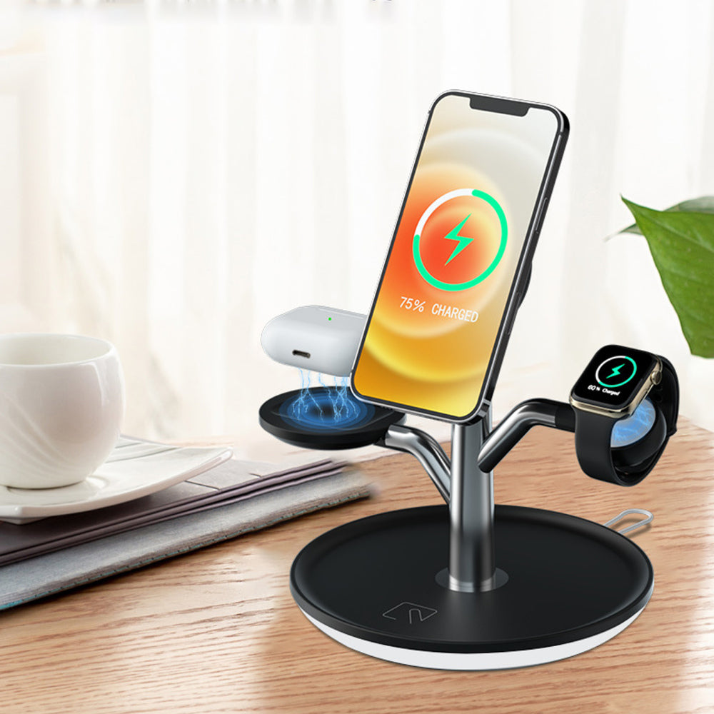 100W USB-C multi-port charging station with LED power display Universal Wireless Charging Stand for Iphone Apple Watch Airpods | Axis-Dynamics