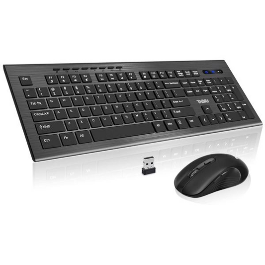 Black keyboard and mouse set on a white background. Best online electronics store. Axis-Dynamics