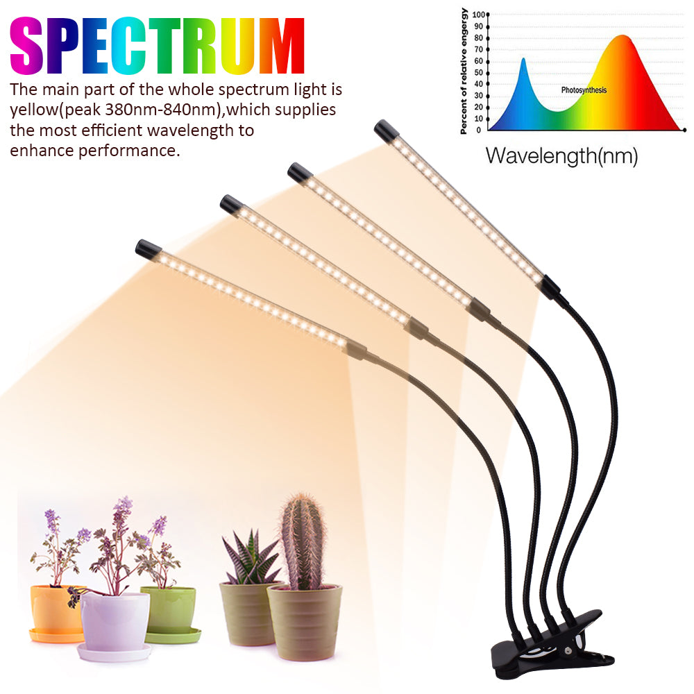 Warm White 3000K 80LED 5V Four-tube Flat Clip Plant Light