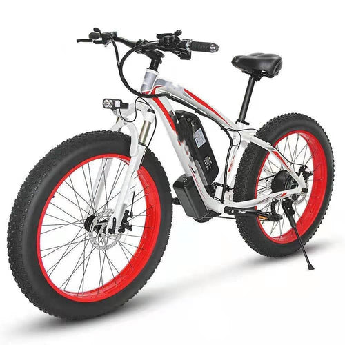 Electric bike with red rims on a white background
