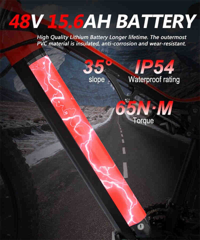 Electric scooter with battery specifications displayed on a dark background