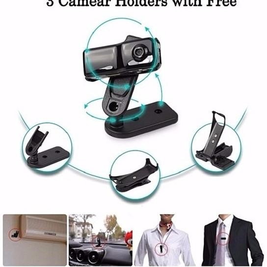 Webcam holder with multiple attachments on a white background