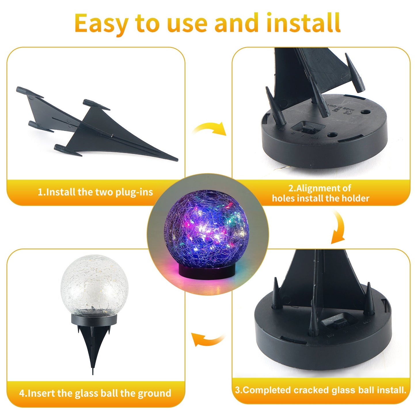 Step-by-step guide on how to use and install a decorative light ball with colorful lights.