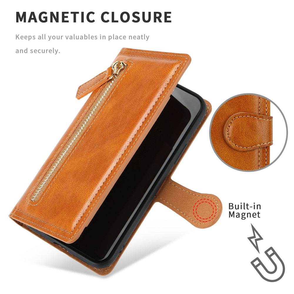 Zipper Wallet Flip Case For iPhone With Wireless Charging Support | Axis-Dynamics