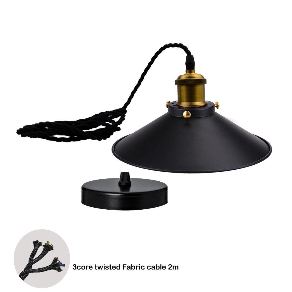 Pendant Light Vintage Flat Black Lamp Shades~3203