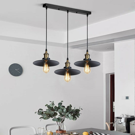 Flat Modern Black 3 Light Pendant Ceiling Light ~2137