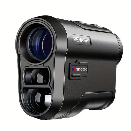Black REVASRI rangefinder on a white background