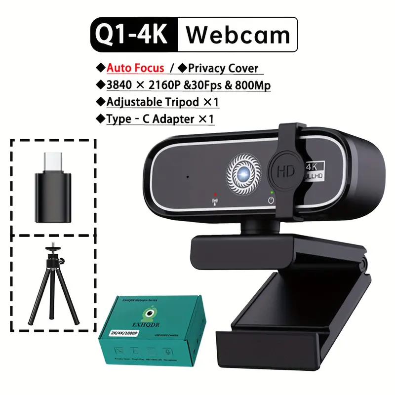 4K webcam with accessories on a white background