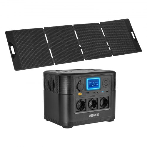 Portable power station with solar panel on a white background