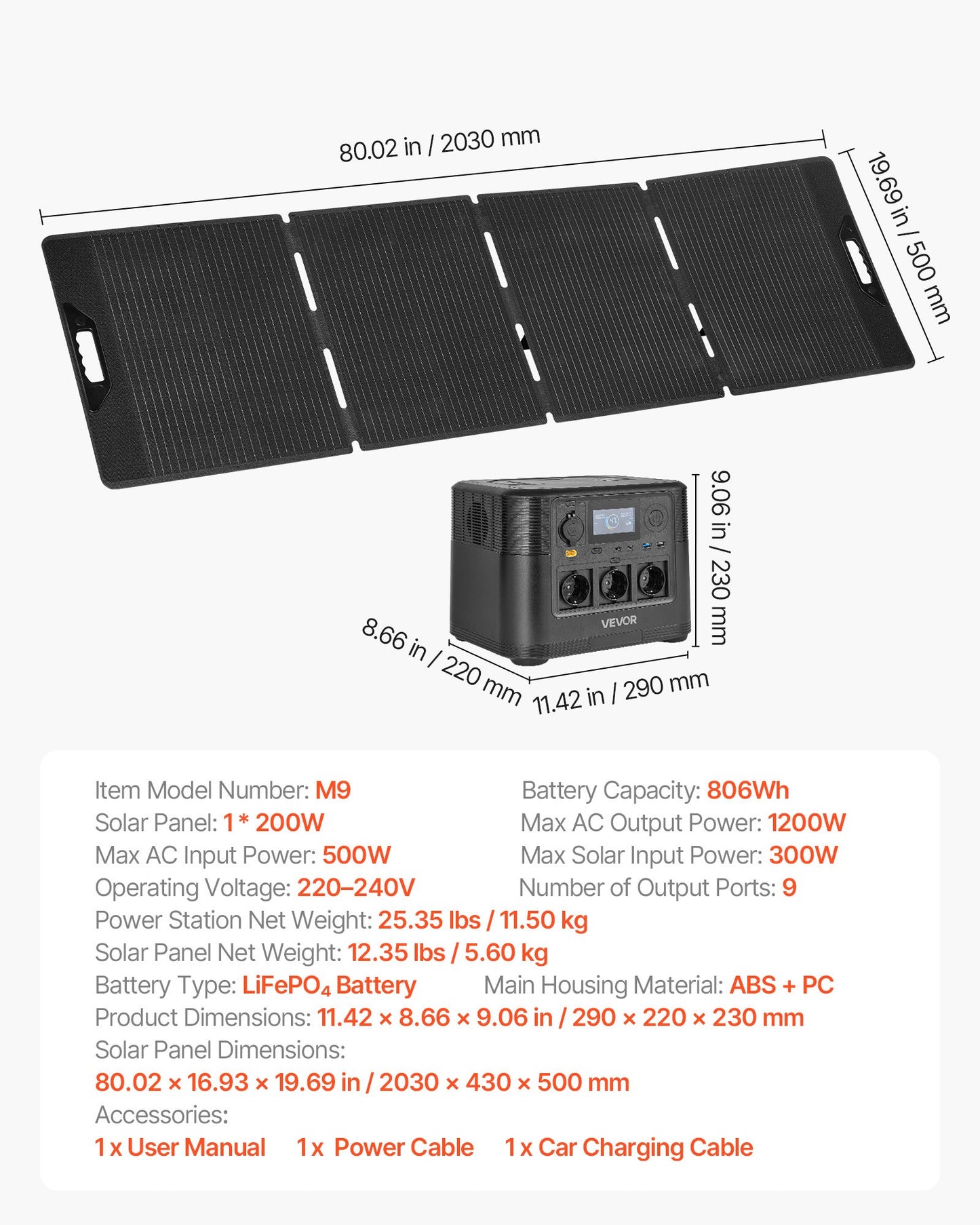 Axis-Dynamics | Portable Power Station with 200W Solar Panel, 1200W Solar Generator