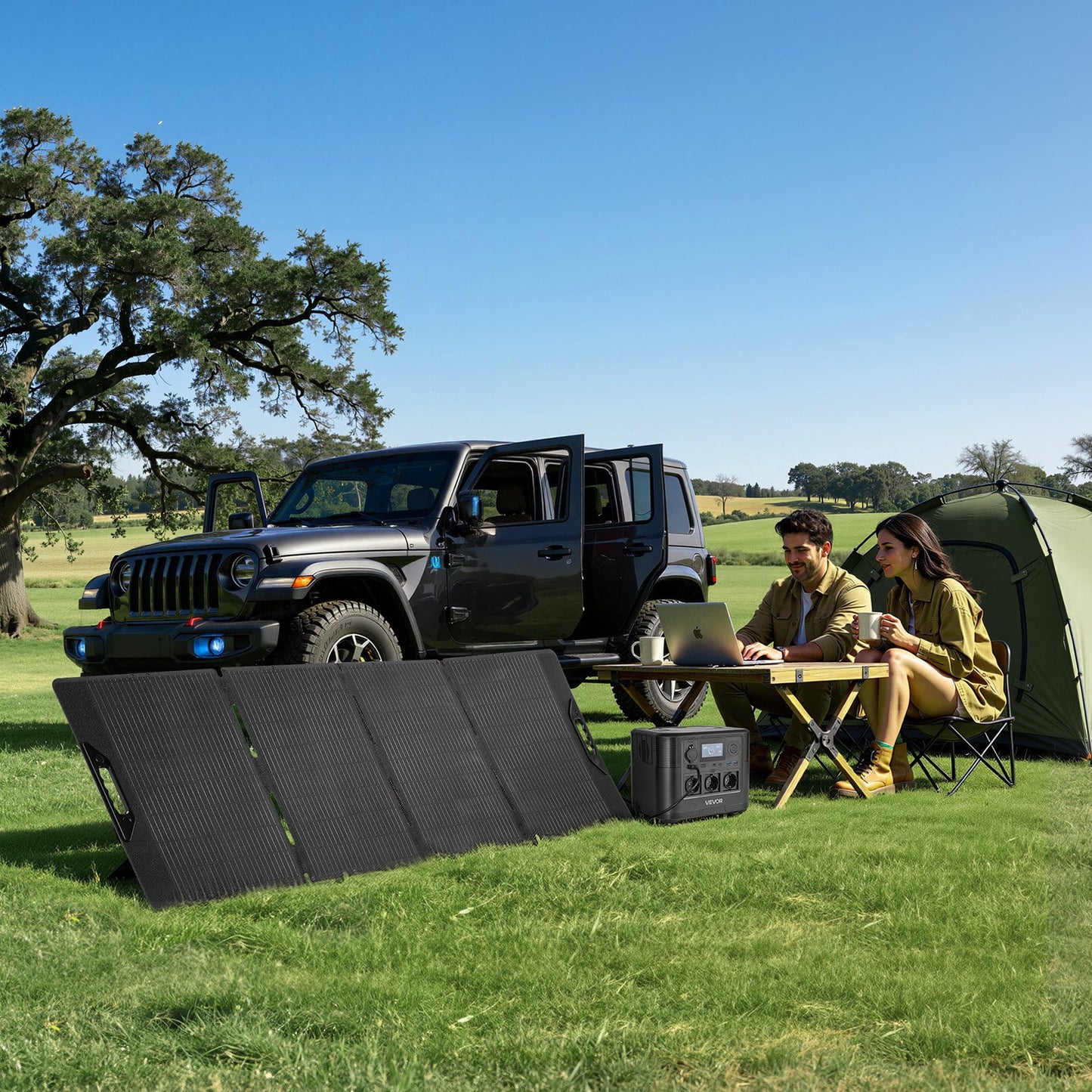 Axis-Dynamics | Portable Power Station with 200W Solar Panel, 1200W Solar Generator