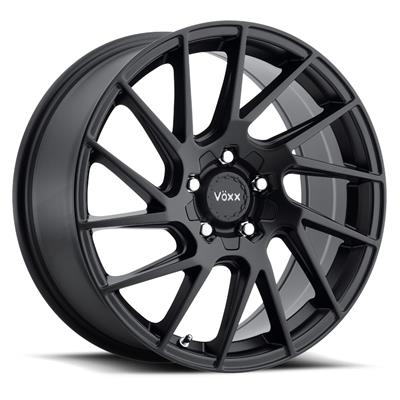 Black alloy wheel with Voxx branding on a white background.  Best automotive parts and accessory online shop. Axis-Dynamics.